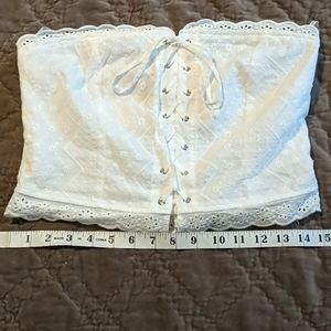 F21 White Lace Up Bandu Crop Top